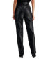 Фото #2 товара Petite Faux-Leather Belted Trousers, Created for Macy's