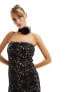 Rare London lace maxi dress with corsage detail in black