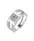 Фото #1 товара Fathers Day Special: Sterling Silver White Gold Plated with 1ctw Princess Lab Created Moissanite Quad Pave Engagement Men & Women Cool Anniversary Adjustable Ring