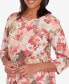 Petite Sedona Sky Watercolor Knotted Neck Floral Top