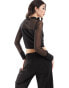 Фото #4 товара Urban Threads high neck mesh top in black