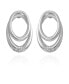 Silver-Tone Glass Stone Double Hoop Earrings