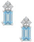 ფოტო #3 პროდუქტის Aquamarine (1 ct. t.w.) and Diamond (1/8 ct. t.w.) Stud Earrings in 14K Yellow Gold or 14K White Gold