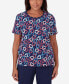 ფოტო #1 პროდუქტის Women's All American Short Sleeve Linking Hearts Top