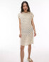 Topshop knitted stitchy sleeveless mini dress in stone Бежевый, XS - EU 32-34 - фото #4