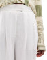 Фото #5 товара ASOS DESIGN tailored wide leg trouser with pleat detail with linen in white