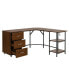 Фото #20 товара Wood L-Shape Home Office with Storage Two-Tone Desk
