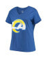 ფოტო #3 პროდუქტის Women's Matthew Stafford Royal Los Angeles Rams Plus Size Player Name and Number V-Neck T-shirt
