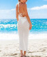 Фото #3 товара Women's White Knit Halterneck Sleeveless Maxi Beach Dress