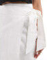 Never Fully Dressed Jaspre linen wrap midaxi skirt in white