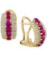 ფოტო #1 პროდუქტის EFFY® Ruby (1-1/3 ct. t.w.) & Diamond (1/2 ct. t.w.) Curved Hoop Earrings in 14k Gold