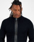 Фото #3 товара Men's Silas Regular-Fit Ribbed-Knit Full-Zip Mock Neck Cardigan with Faux-Leather Trim, Created for Macy's