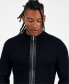 ფოტო #3 პროდუქტის Men's Silas Regular-Fit Ribbed-Knit Full-Zip Mock Neck Cardigan with Faux-Leather Trim, Created for Macy's