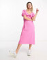 Фото #3 товара Influence tie front textured midi dress in pink