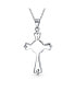 Фото #3 товара Created Blue Synthetic Opal CZ Christian Eternal Circle Cross Pendant Necklace For Women Sterling Silver