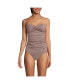 Women's Chlorine Resistant Shine Wrap Bandeau Tankini Swimsuit Top with Removable Adjustable Straps