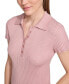 Фото #4 товара Women's Ribbed Short-Sleeve Polo Shirt