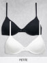 Lindex Petite 2-pack lightly padded T-shirt bra in black and white