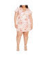 Plus Size Romantic Print Ruffle Mini Dress