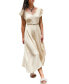 ფოტო #1 პროდუქტის Women's Apricot Flutter Sleeve Tie-Back Midi Beach Dress