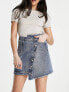 Urban Revivo asymmetric denim mini skirt in blue