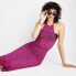 Women's Halter Tie Neck Open Knit Crochet Midi Sweater Dress - Future