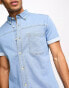 ASOS DESIGN skinny denim shirt in light washed blue VERWASCHENES HELLBLAU, M - фото #7