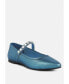 ფოტო #1 პროდუქტის ALVERNO Womens Metallic Diamante Mary Jane Leather Flats