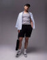 Topman classic fit jersey short with raw hem in charcoal