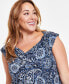 ფოტო #2 პროდუქტის Plus Size Paisley-Print Cowlneck Blouse