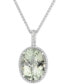 Фото #1 товара Macy's green Quartz (15 ct. t.w.) and White Topaz (3/8 ct. t.w.) Large Oval Pendant Necklace in Sterling Silver