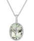 ფოტო #1 პროდუქტის Green Quartz (15 ct. t.w.) and White Topaz (3/8 ct. t.w.) Large Oval Pendant Necklace in Sterling Silver