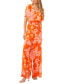 Фото #1 товара Women's Floral Smocked Waist Flutter Sleeve V-Neck Jumpsuit