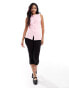 ASOS DESIGN knitted crew neck waistcoat with front split in pink