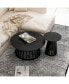 2-Piece Round Coffee Table Set with Grille Design