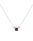 ფოტო #1 პროდუქტის Cushion Cut Ruby Gemstone, Natural Diamond 14K White Gold Birthstone Necklace