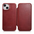 Фото #1 товара Skórzane etui iPhone 14 z klapką magnetyczne MagSafe CE Oil Wax Premium Leather bordowy