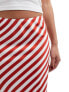 ASOS DESIGN 90's length satin skirt in red stripe print