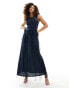 Фото #1 товара Vila Bridesmaid lace and tulle maxi dress in navy