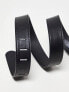 ASOS DESIGN faux leather belt with brushed square buckle in black
