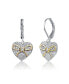 Фото #1 товара GV Sterling Silver White Gold Plated Two Tone with Clear Cubic Zirconia Leaverback Earrings