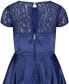 ფოტო #3 პროდუქტის Big Girls Lace and Satin Party Short Sleeve Dress