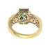 Suzy Levian Golden Sterling Silver Emerald-Cut Green and Brown Cubic Zirconia Halo Ring