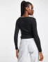 Фото #2 товара Brave Soul jane notch neck long sleeve top in black