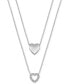 ფოტო #1 პროდუქტის Diamond Double Heart 16-1/2" Layered Pendant Necklace (1/6 ct. t.w.) in Sterling Silver