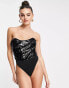 Extro & Vert scoop basque body in black sequin