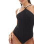 Фото #1 товара Mango halter neck swimsuit in black