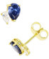 Blue and White Cubic Zirconia Stud Earrings in Sterling Silver or 14k Gold over Sterling Silver