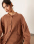 Фото #2 товара ASOS EDITION knitted button through oversized shirt co-ord in toffee