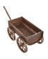 Wood Wagon Flower Planter Pot Stand W/Wheels